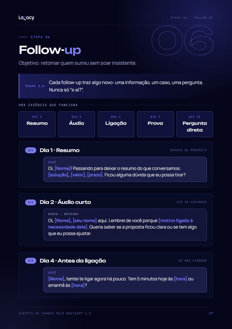 Página da cadência de follow-up
